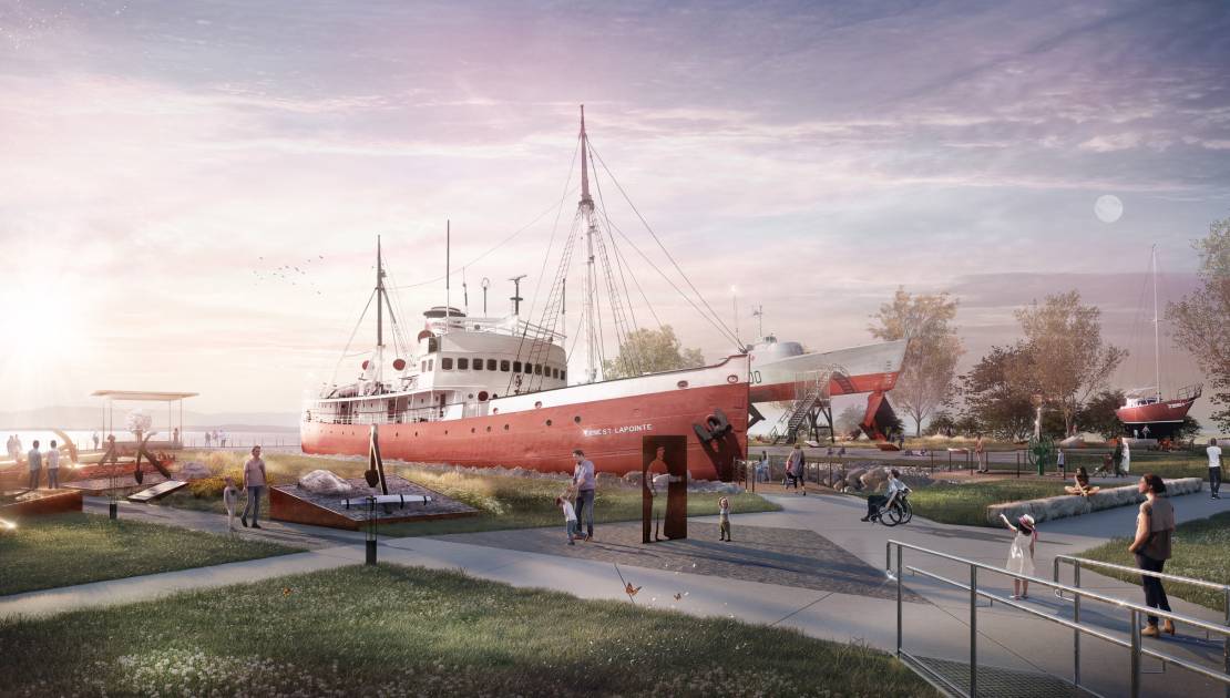 Un nouveau parc fluvial au Musée Maritime du Québec pour 2022 Maquette du projet (crédit: MMQ/Pierre-Yves Diehl)