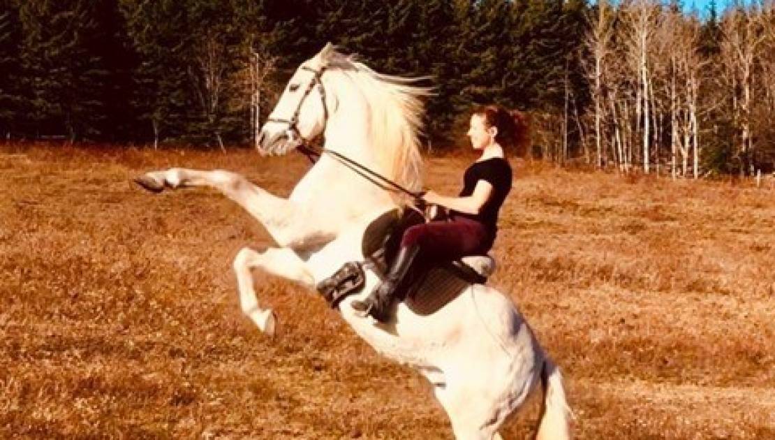 Marie-Claude Bouillon et son cheval Orfeu .