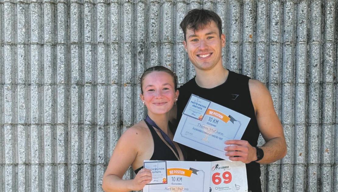 Aurélie Poitras et Thomas Mathurin ont remporté la course de L’Islet. (Photo de courtoisie.)