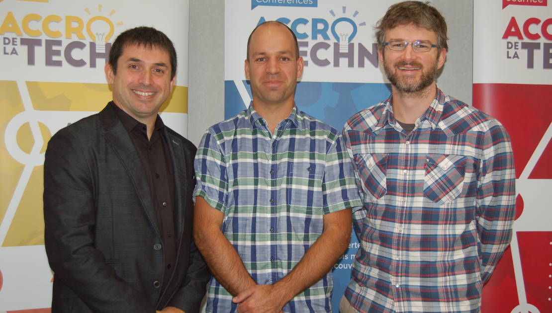De gauche à droite, MM. Éric Dufresne, Olivier Rossignol et Sylvain Dufour d’Accro à la Techno.
