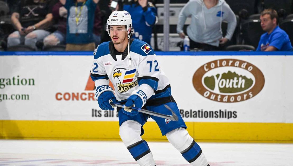 Alex Barré-Boulet dans l’uniforme des Eagles du Colorado (LAH).