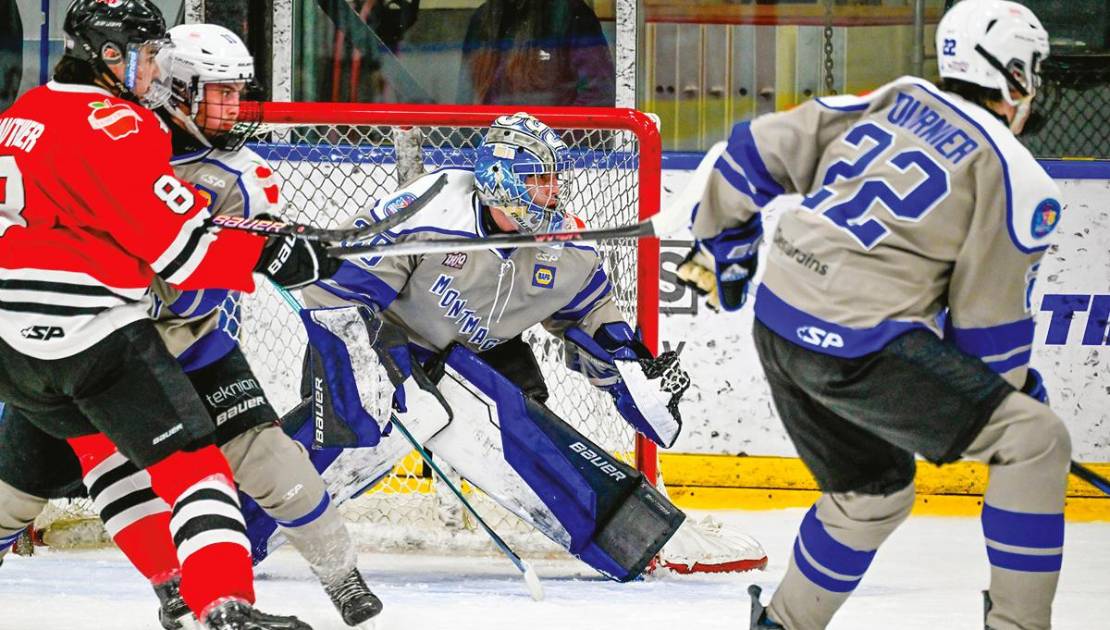 Le gardien de l’Everest, Alexandre Lauzier a arrêté 34 des 35 lancers dans la victoire de vendredi. Crédit photo : Yannick David.