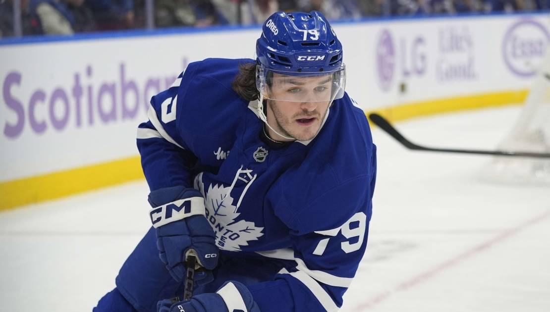 L’attaquant magnymontois Samuel Blais avec les Maple Leafs de Toronto. Crédit photo : Athlon Sports.