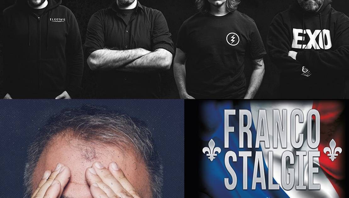 Le groupe Mute, l'humoriste Jean-François Mercier et la distribution de Francostalgie.
