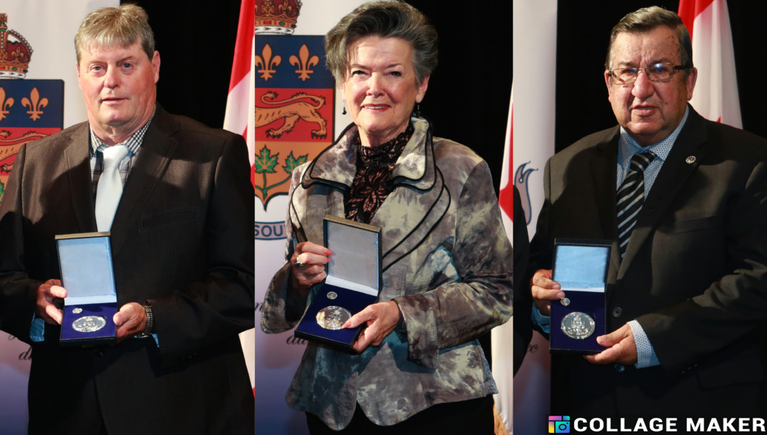 Réjean Lehoux, Letitia Leclerc et Jean-Yves Thiboutot lors de la remise des médailles. (photos de courtoisie)