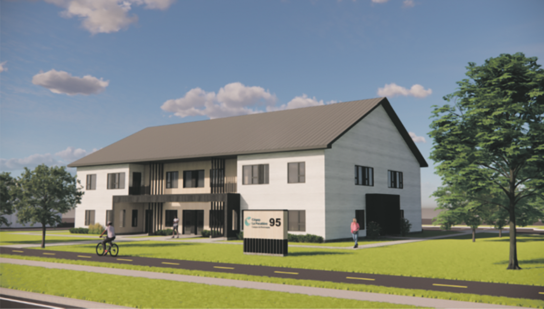 La maquette de la nouvelle résidence étudiante du Cégep de La Pocatière campus de Montmagny. Photo de courtoisie.