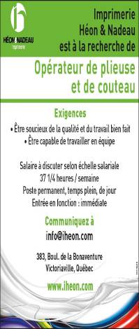 Opérateur de plieuse et de couteau