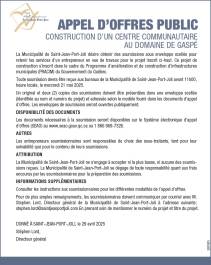 APPEL D’OFFRES PUBLIC
