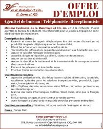 Agent(e) de bureau / Téléphoniste /Réceptionniste