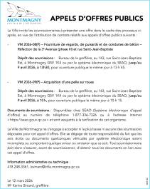 APPELS D’OFFRES PUBLICS