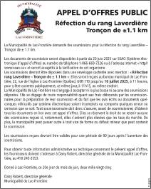 Réfection du rang Laverdière Tronçon de ±1.1 km