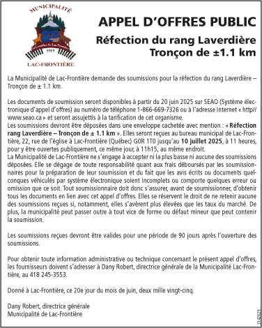 Réfection du rang Laverdière Tronçon de ±1.1 km