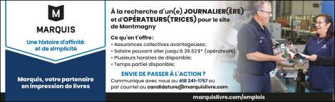 Poste de journalier et d’opérateurs pour le site de Montmagny