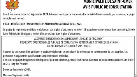 AVIS PUBLIC DE CONSULTATION