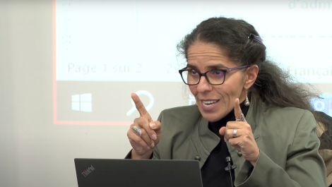 Mme Laouri lors d’une séance du conseil d’administration en mars dernier.