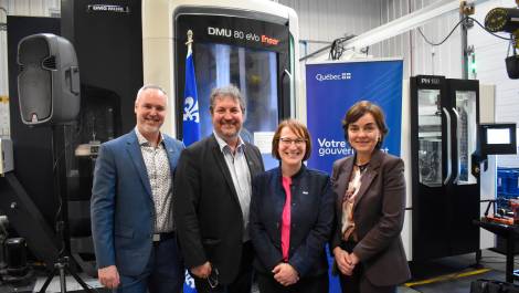 Vincent Boisvert, Investissement Québec, Mathieu Rivest, député Côte-du-Sud, Geneviève Paris, Paber Aluminium et Christine Fréchette, ministre de l’Économie.