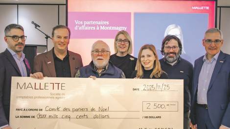 Simon Chouinard, associé; Réjean Lemieux, associé; Bernard Gaudreau, comité des paniers de Noël, Nathalie Dubé, associée; Josianne Duval, associée, Jean-François Morency, associé; Jean Chouinard, associé retraité. (Photo de courtoisie)