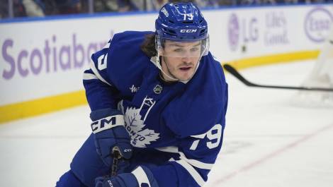 L’attaquant magnymontois Samuel Blais avec les Maple Leafs de Toronto. Crédit photo : Athlon Sports.