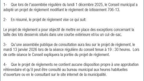 Avis public - Municipalité de Saint-Jean-Port-Joli