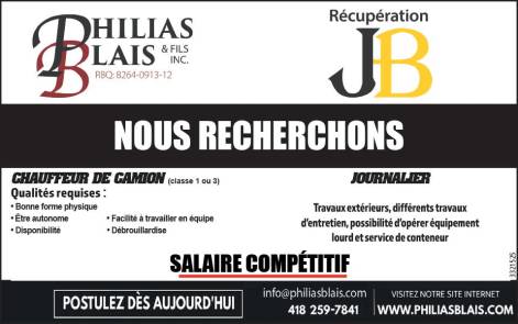 CHAUFFEUR DE CAMION (classe 1 ou 3) et JOURNALIER
