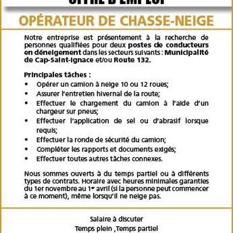 Opérateur de chasse-neige