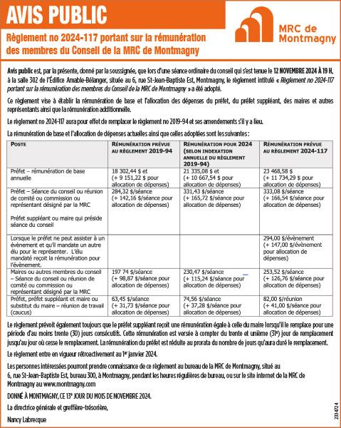 Avis public- MRC de Montmagny