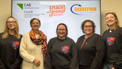 Frédérique Petitclerc, Place aux jeunes MRC de Montmagny, Mireille Thibault directrice générale CAE Montmagny-L’Islet, Caroline Gimbert directrice générale Carrefour Région Montmagny, Christine Talbot conseillère CAE Montmagny-L’Islet et Annik Lachance agente de projet Carrefour Région Montmagny.