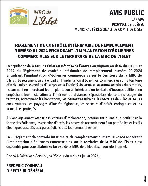 Règlement de contrôle intérimaire de remplacement