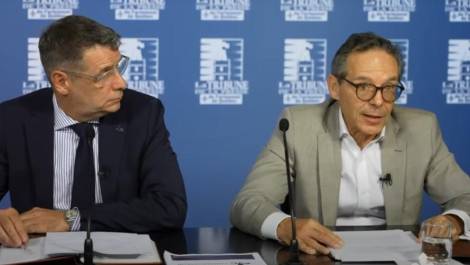 Éric Duhaime et Adrien Pouliot lors du lancement de « Mon char, mon choix ».