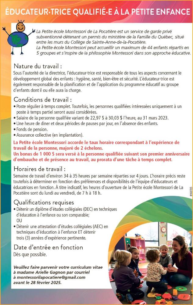 ÉDUCATEUR·TRICE QUALIFIÉ·E À LA PETITE ENFANCE