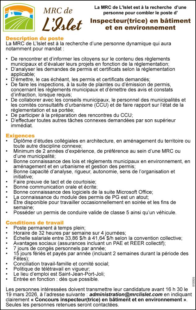 La MRC recrute