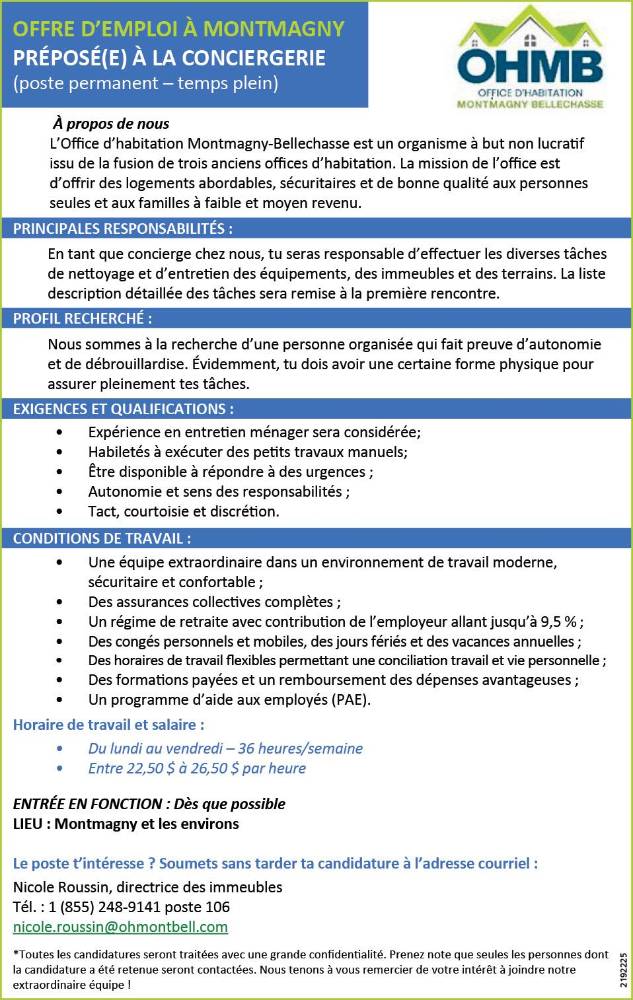 PRÉPOSÉ(E) À LA CONCIERGERIE