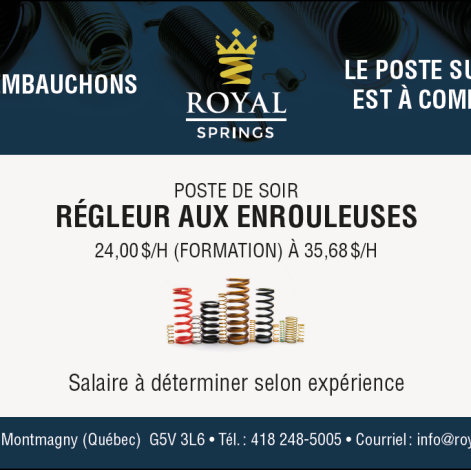 Offre d’emploi- Régleur aux enrouleuses