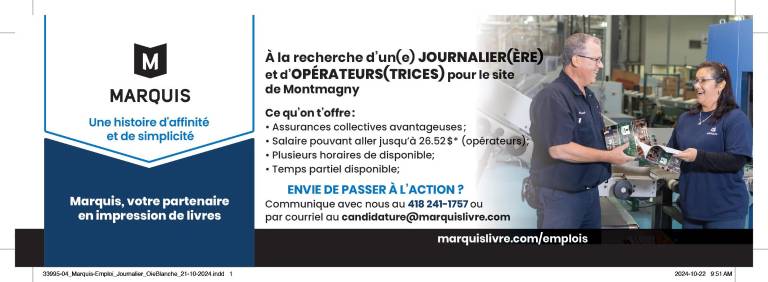 JOURNALIER(ÈRE) et OPÉRATEURS(TRICES) pour le site de Montmagny