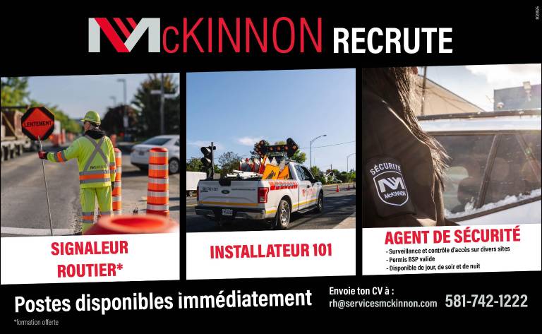 Plusieurs postes disponibles rapidement.