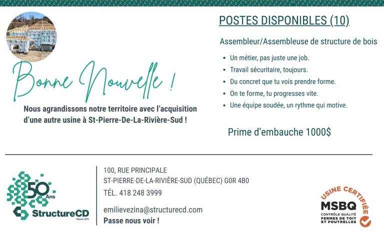 Nombreux postes disponibles !