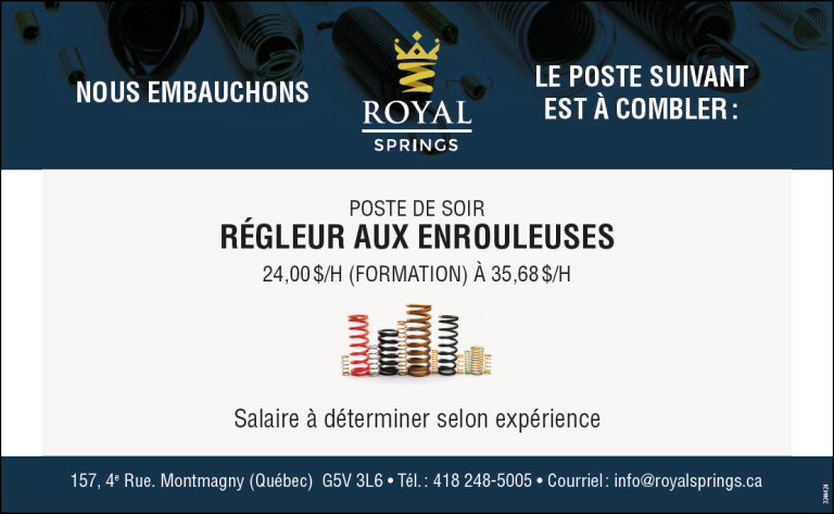 Offre d’emploi- Régleur aux enrouleuses