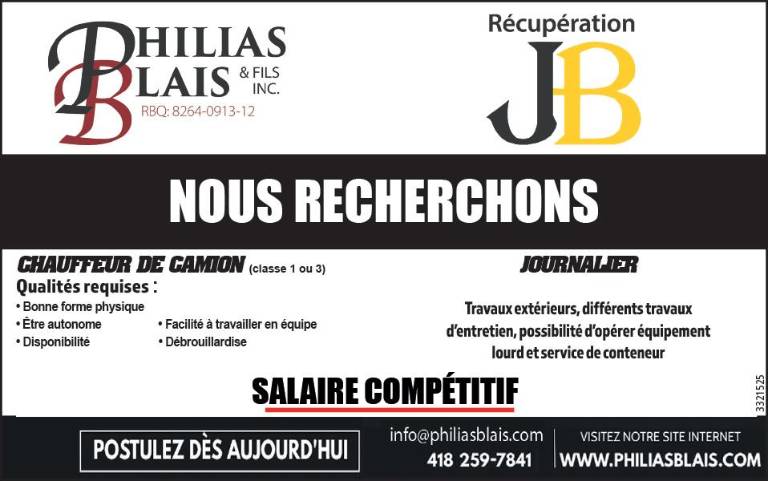 CHAUFFEUR DE CAMION (classe 1 ou 3) et JOURNALIER