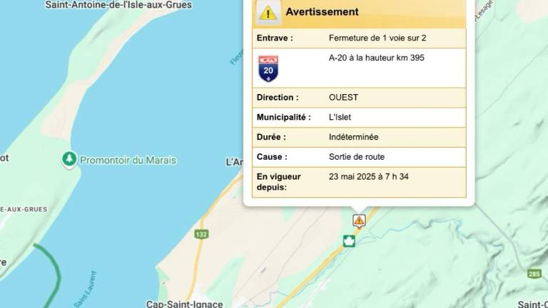 Capture d’écran Québec 511.