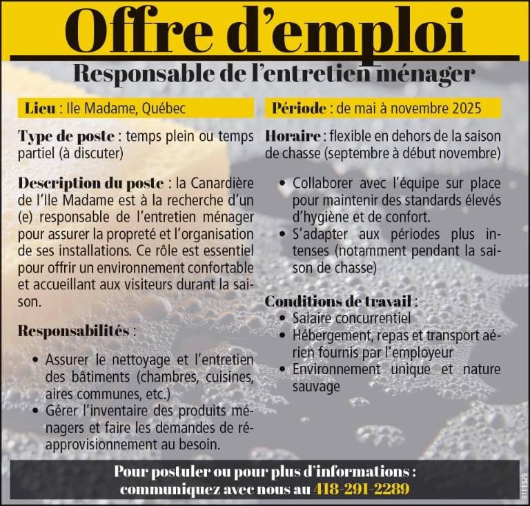 Responsable de l’entretien ménager