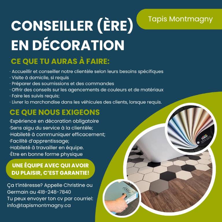 Offre d’emploi - Conseiller(ère) en décoration