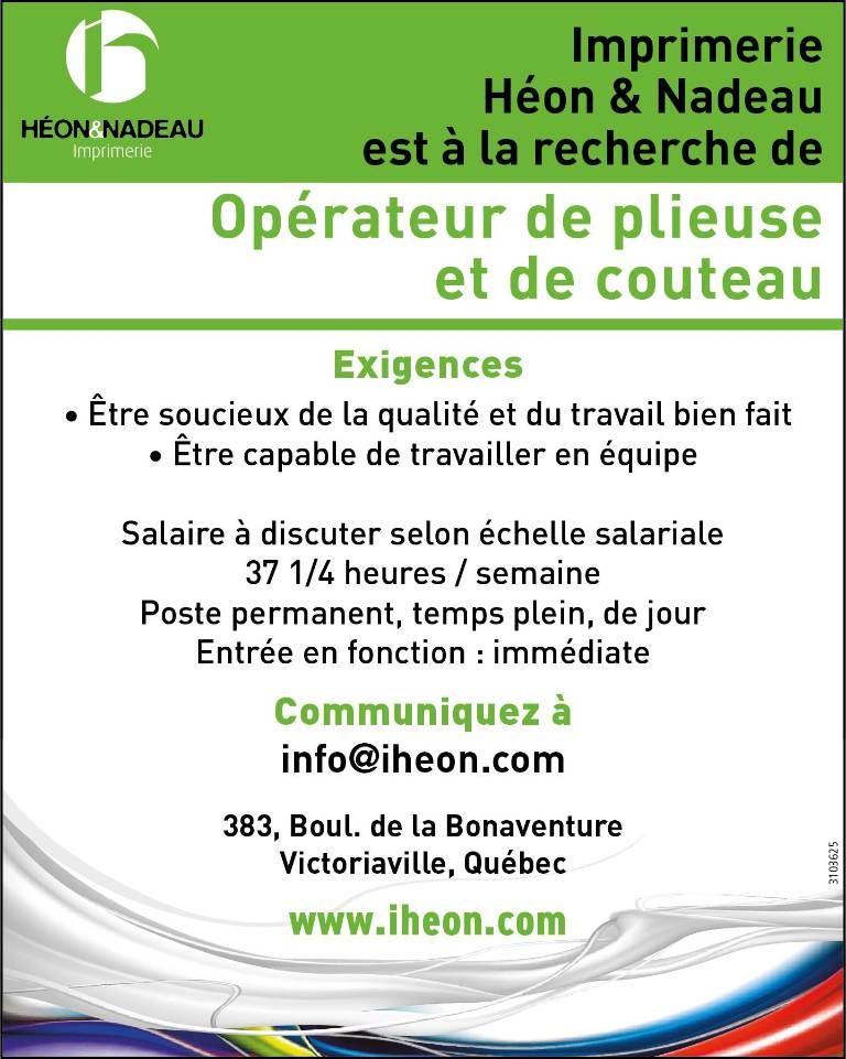 Opérateur de plieuse et de couteau
