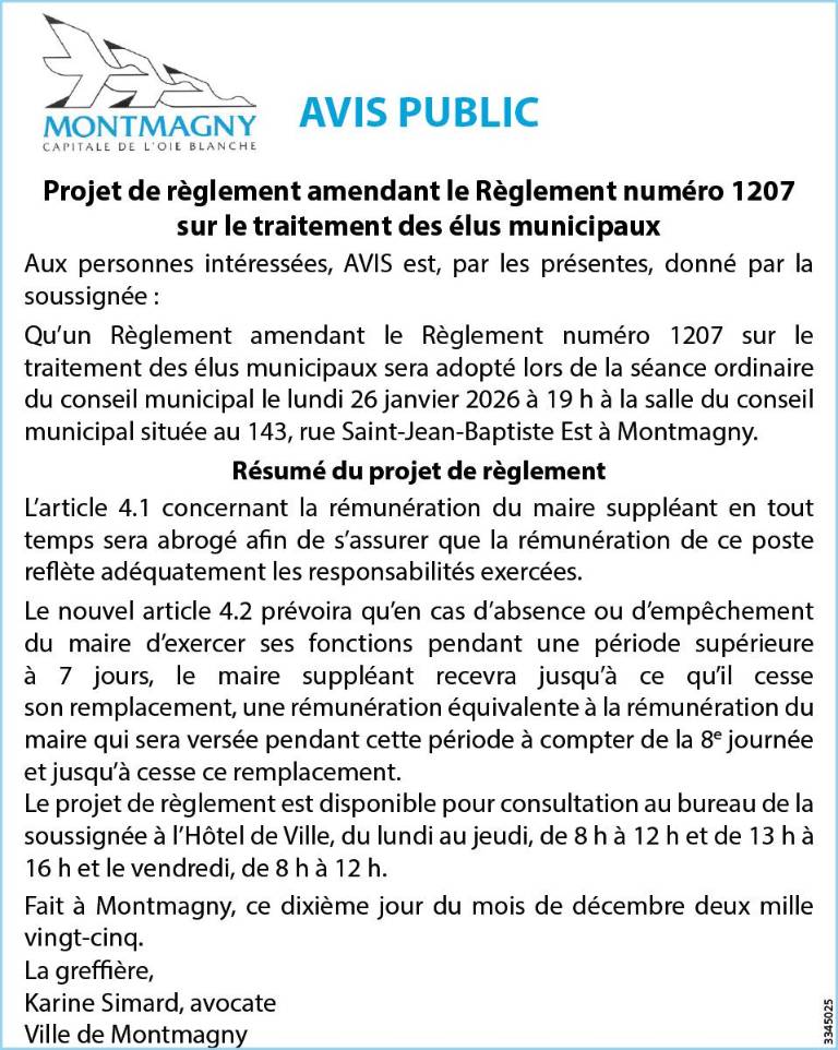 Avis public - Ville de Montmagny