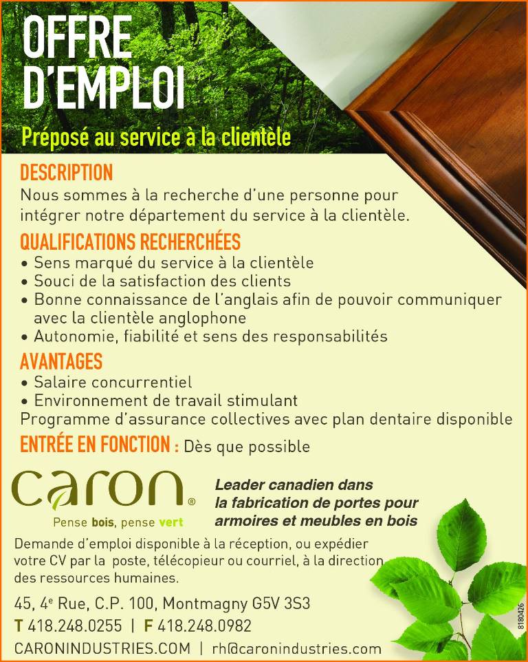 Préposé au service à la clientèle