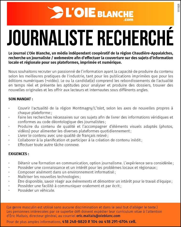 Journaliste recherché(e)
