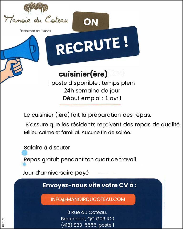 Le Manoir recrute !