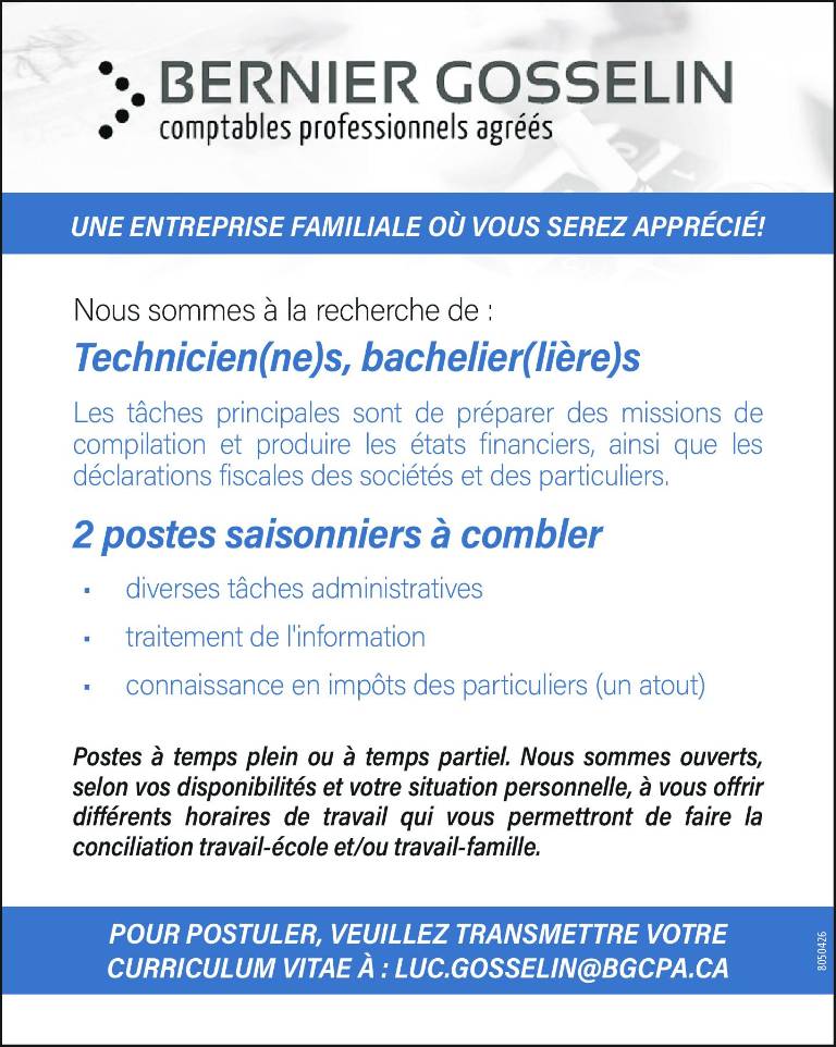 Plusieurs postes disponibles